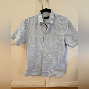Toscano Men’s Large Blue Floral Short Sleeve Shirt – Italian-Inspired Luxury